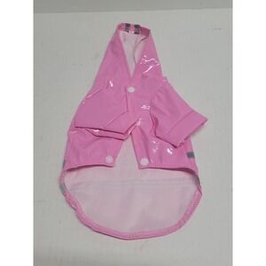 Pink Glossy Pet Raincoat Reflective Stripes Hooded Small Dog Cat Jacket S